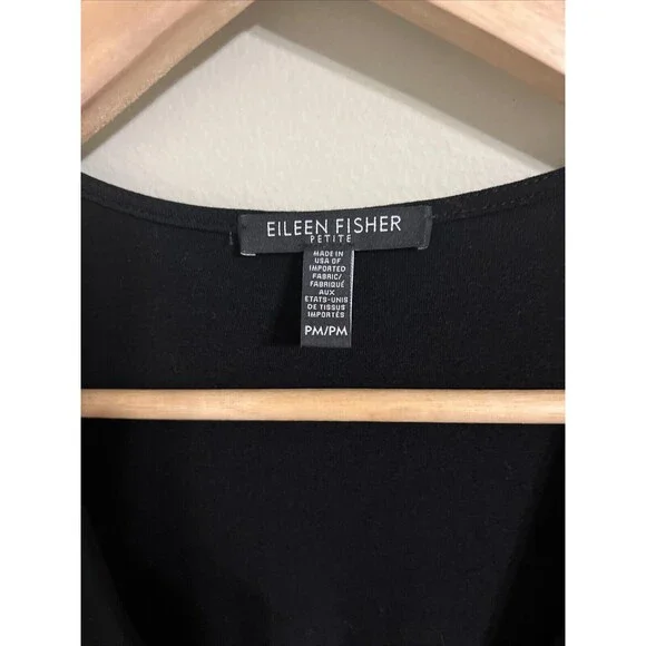 Eileen Fisher Petite Medium V-Neck Ankle Length Jumpsuit Viscose Jersey Black